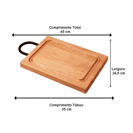 Tabua 35cm Por 25cm Retangular Com Alça Para Churrasco